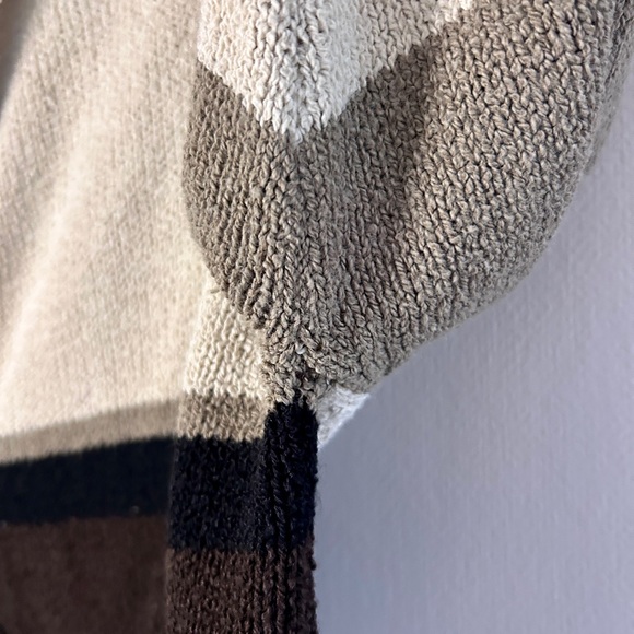 Y2K EXPRESS 90s Brown Rugby Striped Sweater Jacket Academia Preppy Après Size M - Picture 8 of 10